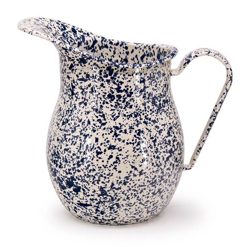Large Pitcher Navy &amp; Cream Splatter Enamelware  by Crow Canyon