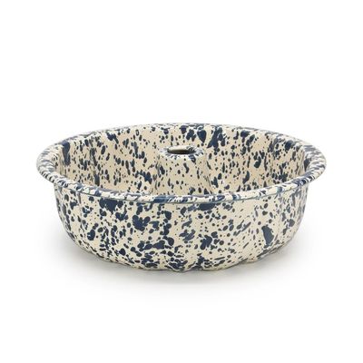 Bundt Pan Navy &amp; Cream Splatter Enamelware by Crow Canyon