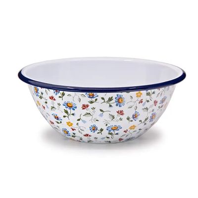 Small Serving Bowl Flowers Enamelware by Crow Canyon
