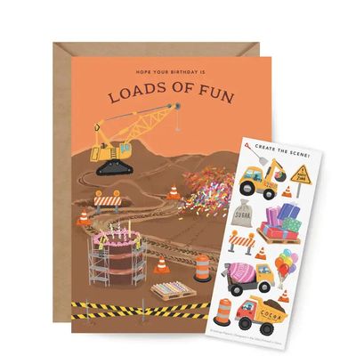 Sticker Scene Card - Construction Birthday Kids Activity