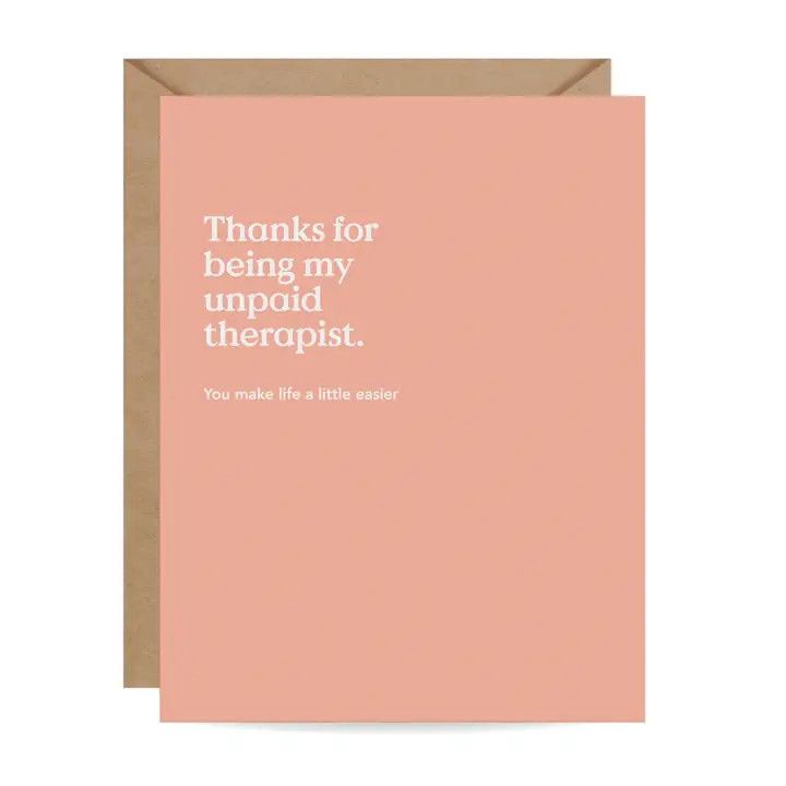 Unpaid Therapist Thank You Card