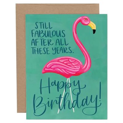 Still Fabulous Flamingo Birthday Greeting Card