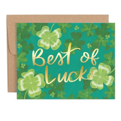 Best of Luck Shamrock Encouragement Greeting Card