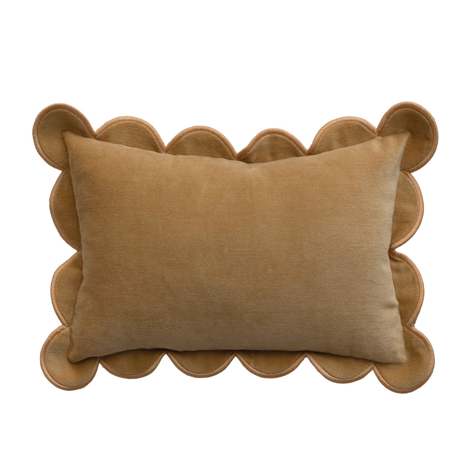 Cotton Velvet Lumbar Pillow w Scalloped