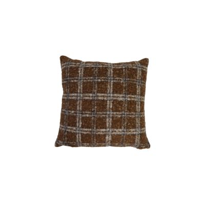 18" Square Fabric Faux Sherpa Pillow