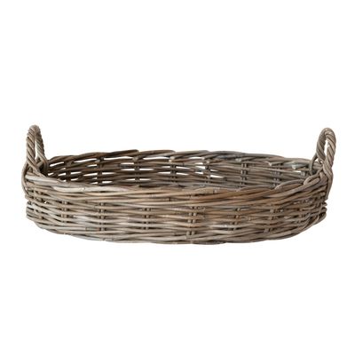 Oval Decorative Hand-Woven Rattan Tray