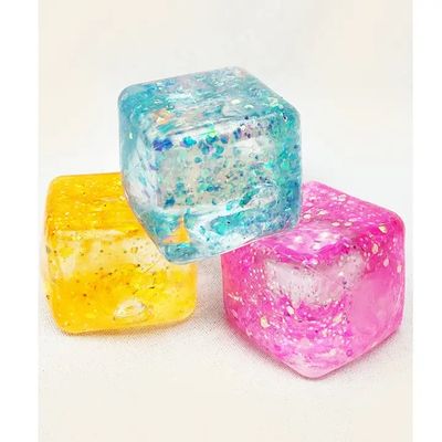 Viral Glitter Ice Cube Squishy Toy