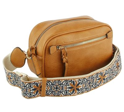 Boho Guitar Strap Crossbody Bag - Brown