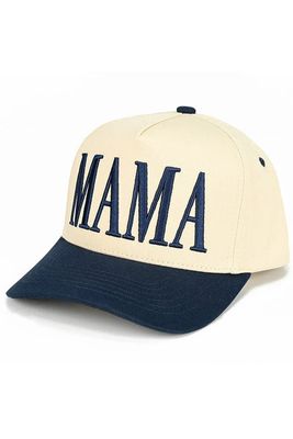 Puff Embroidered Mama Trucker Hat - Navy
