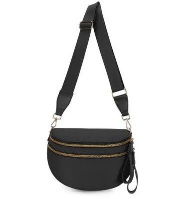 Nylon Solid Color Sling/Crossbody Bag - Black