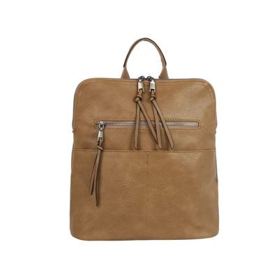 Lauren Front Zipper Convertible Backpack - Mocha