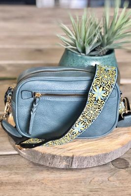 Boho Guitar Strap Crossbody Bag - Denim
