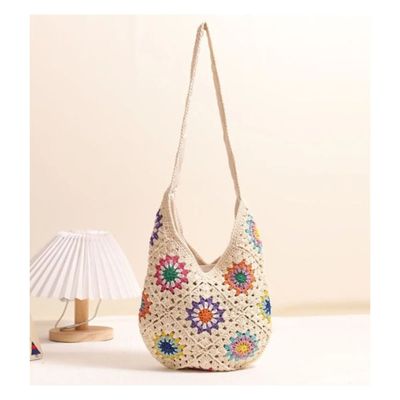 Millie Granny Square Chic Hobo Crossbody - Flower/Ivory