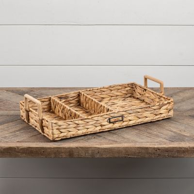 Three Section Woven Tray w/ Handles