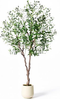 6FT Faux Olive Tree with Decorative Planter