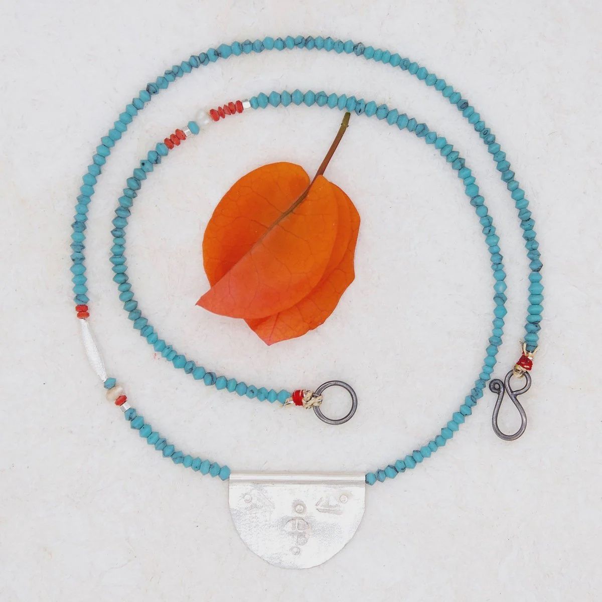 SILVER TALISMAN ON TURQUOISE NECKLACE