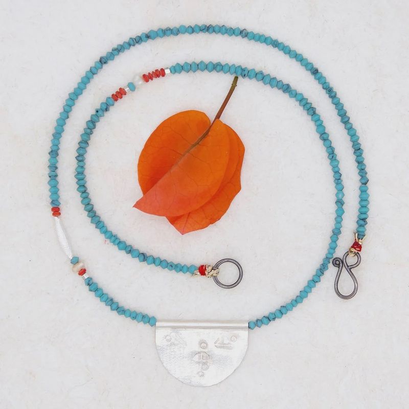 SILVER TALISMAN ON TURQUOISE NECKLACE