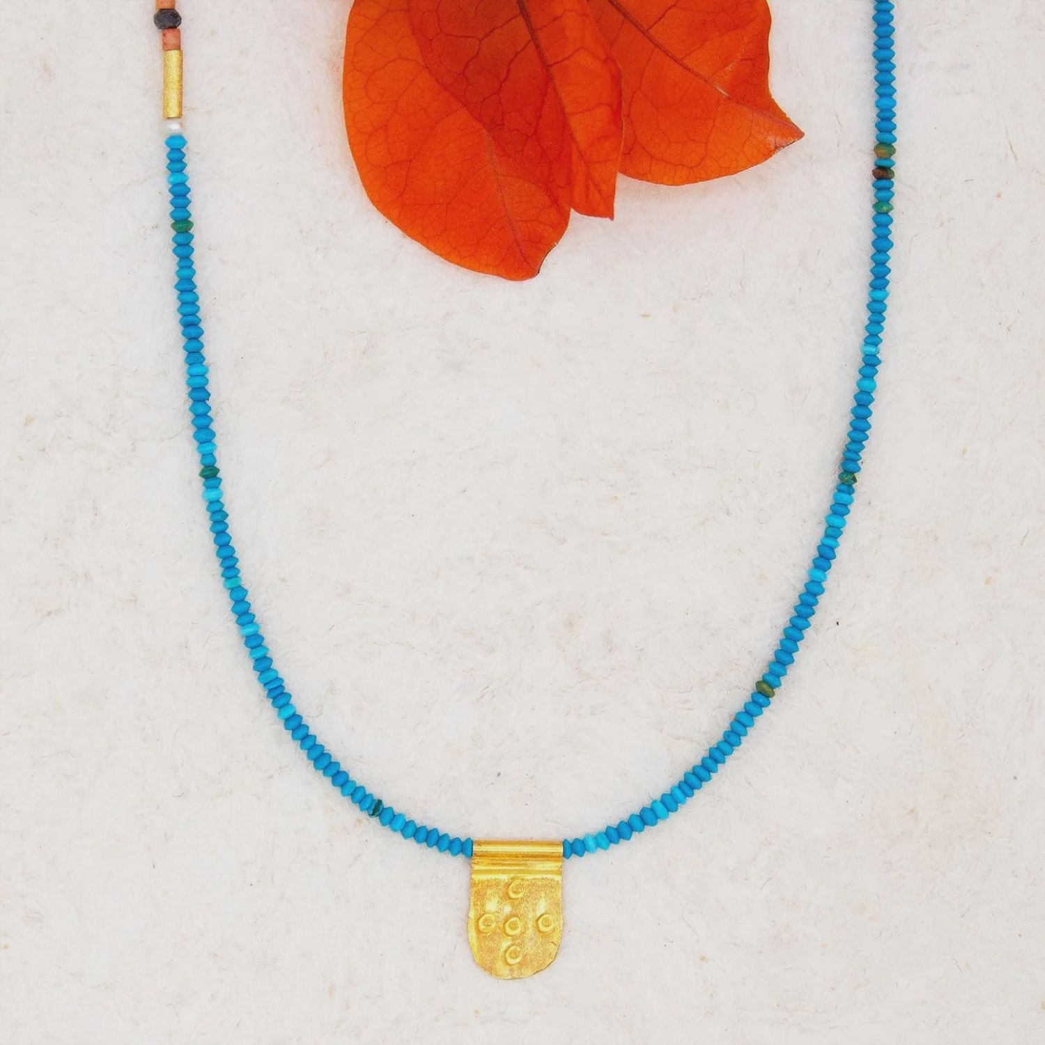 ANTIQUE TURQUOISE WITH TINY TAB TALISMAN NECKLACE