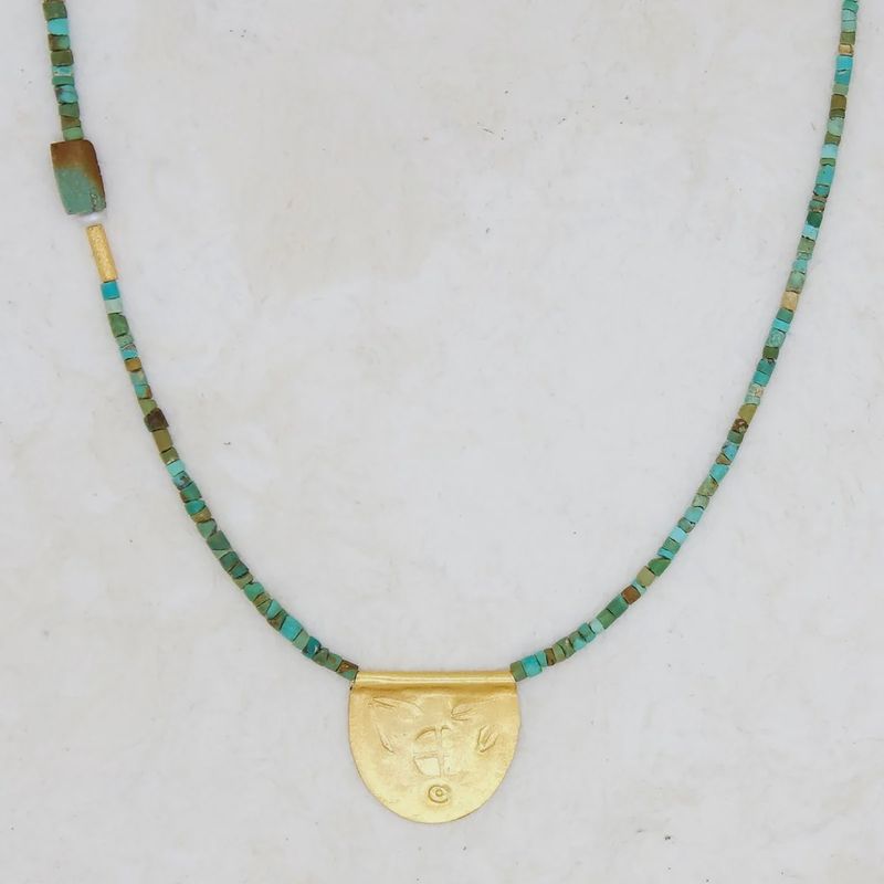 River Song - Antique Turquoise with Halfmoon Talisman Necklace