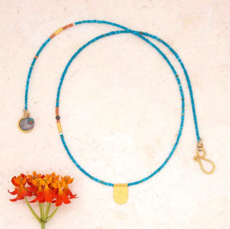 River Song - Antique Turquoise with Tiny Tab Talisman Necklace