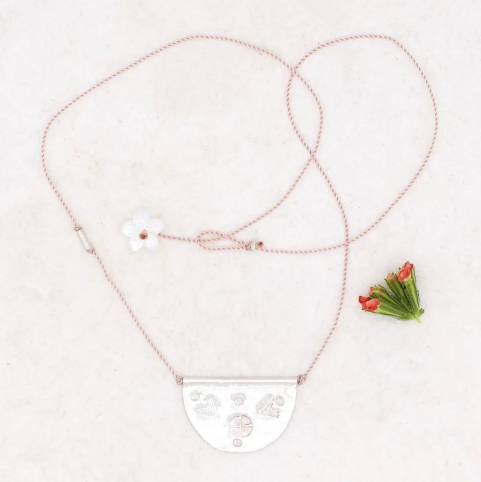 Sterling Silver Large Halfmoon Talismen Necklace