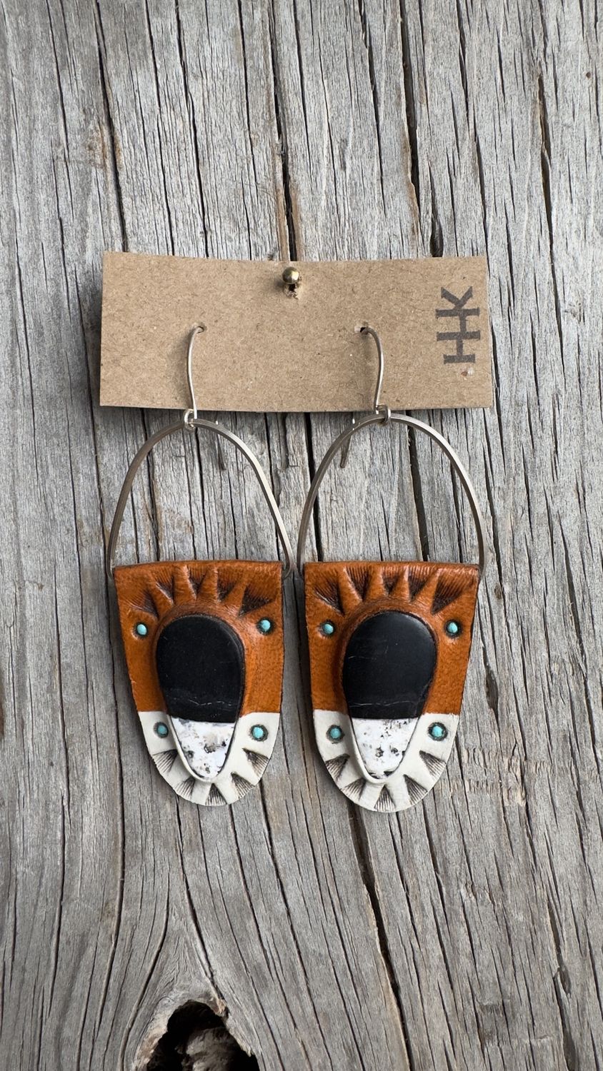 White Buffalo Shield Earrings - KH