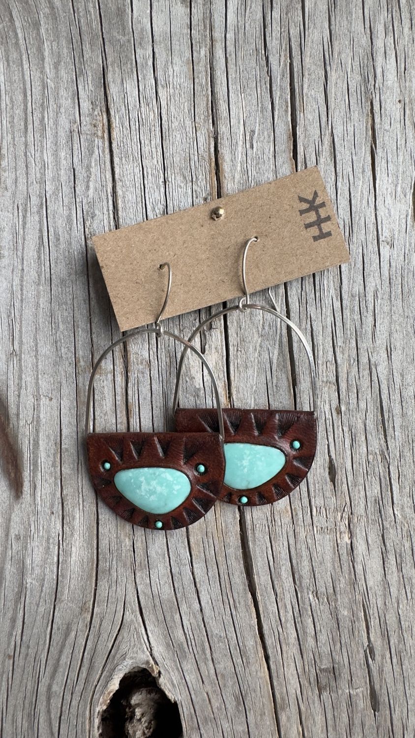 Tyrone Turquoise Shield Earrings - KH