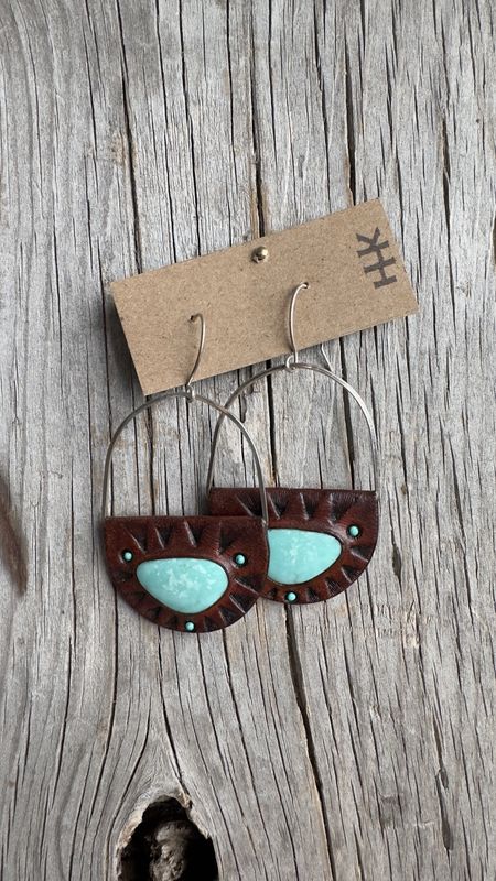 Tyrone Turquoise Shield Earrings - KH