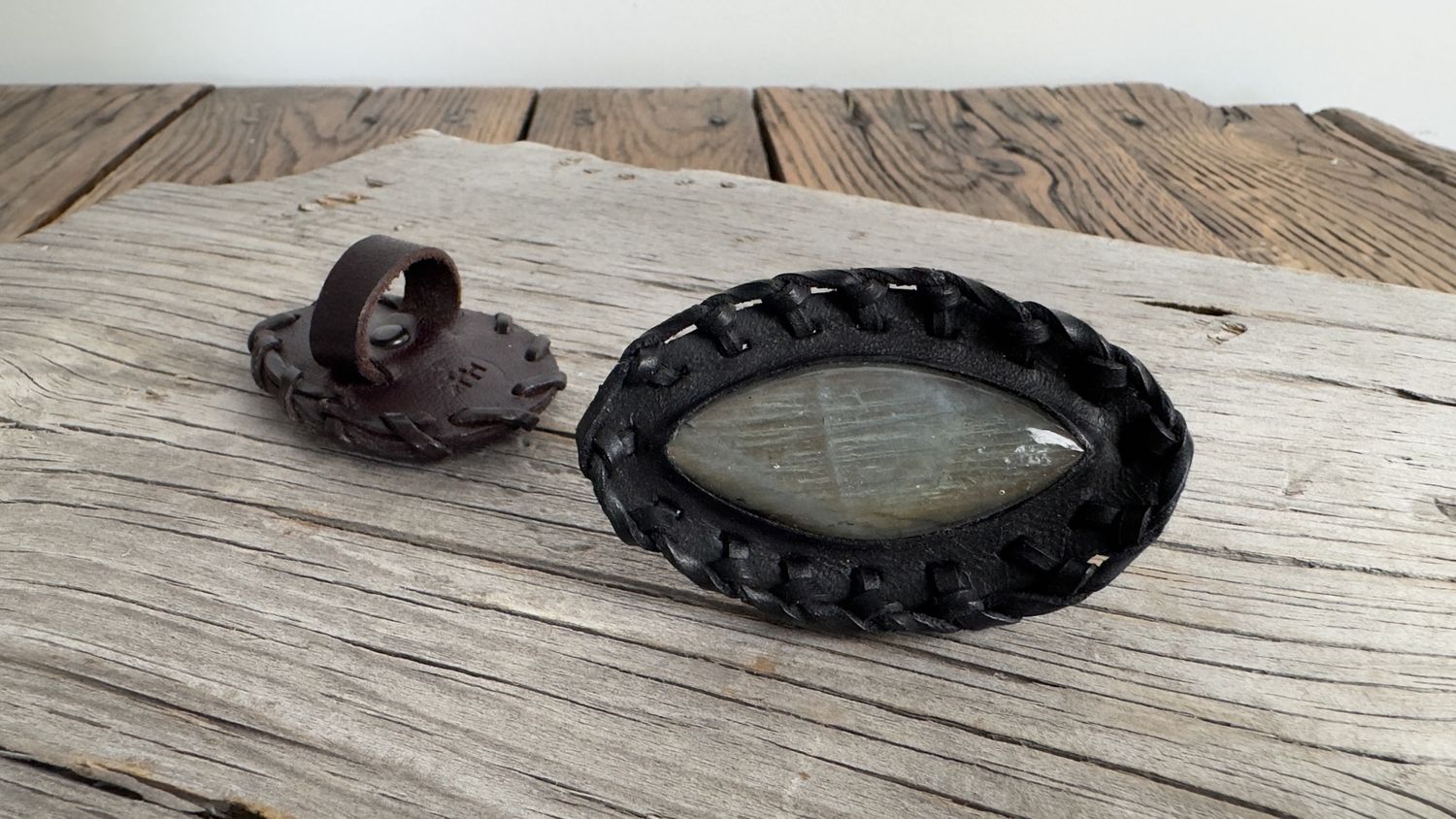 Labradorite &amp; Leather Ring