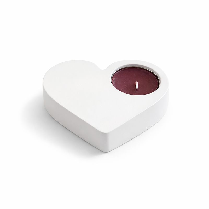 Kerzenhalter Herz in Weiß – moderner Kerzenständer mit Ablage