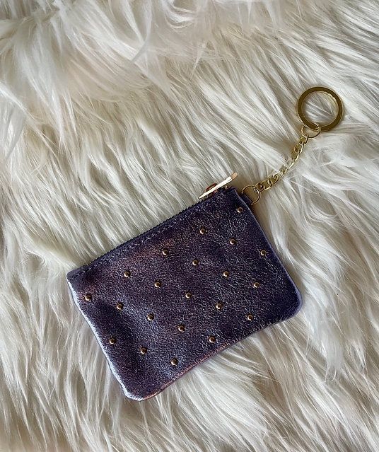 Lederen Portemonnee Studs Lila