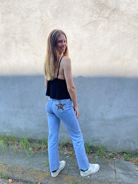 Leopard Star Jeans Straight Leg