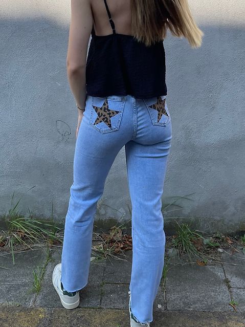 Leopard Star Jeans Straight Leg