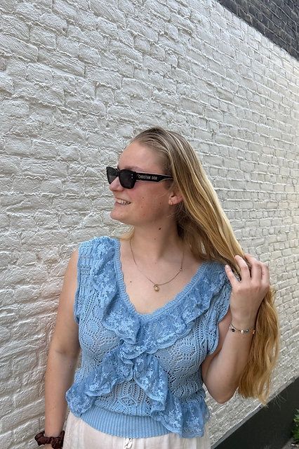Gehaakte Top Met Kant Blauw Gehaakte Top Met Kant Blauw