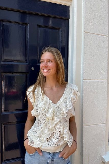 Gehaakte Top Met Kant Wit