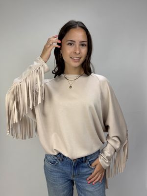 Sweater Franjes Beige
