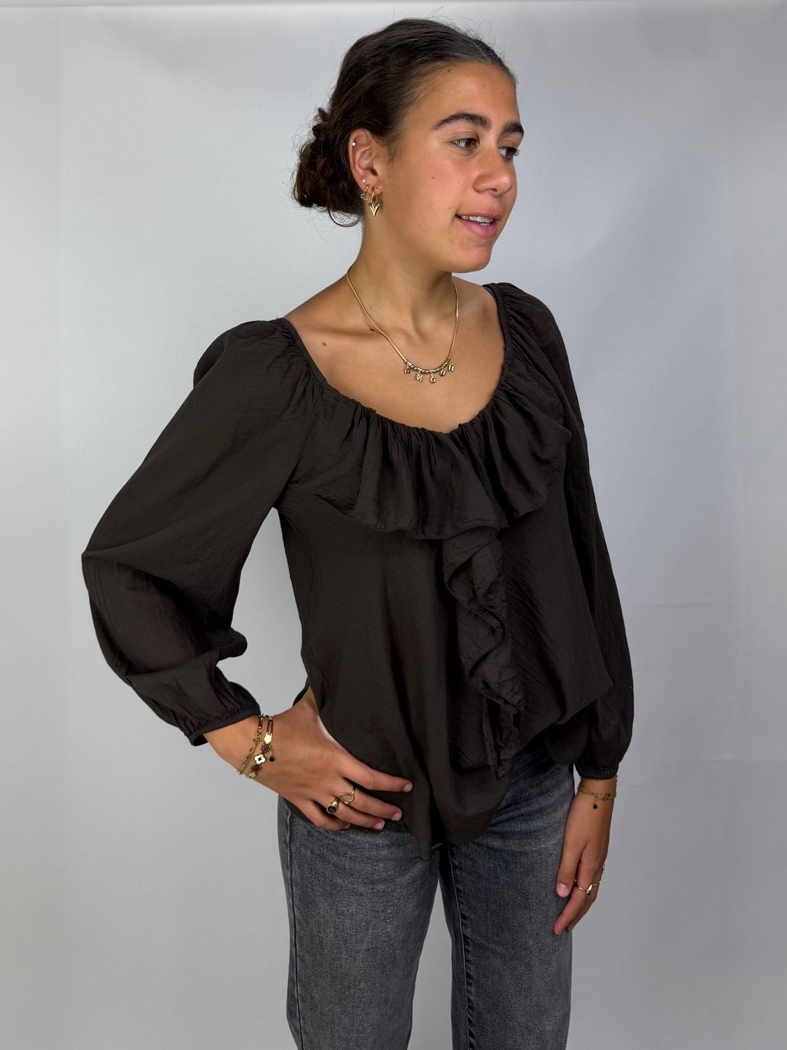 Chocoladebruine Blouse