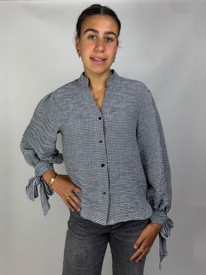 Geruite Blouse met Strikmouwen Amika