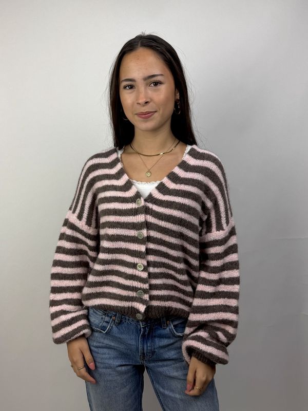Stripe Cardigan Brown/Pink