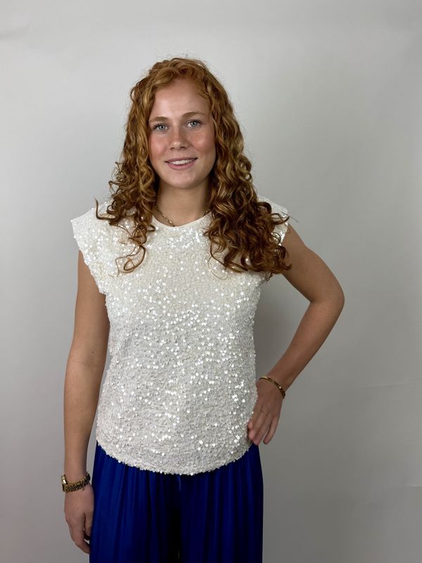 Pailletten Top White