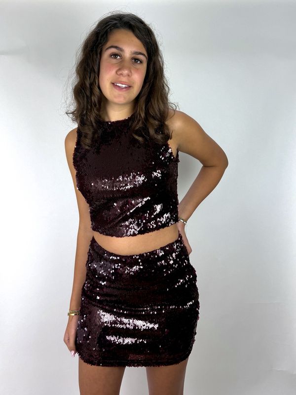 Wijnrode Pailletten Top