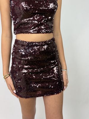 Pailletten Miniskirt Wijnrood