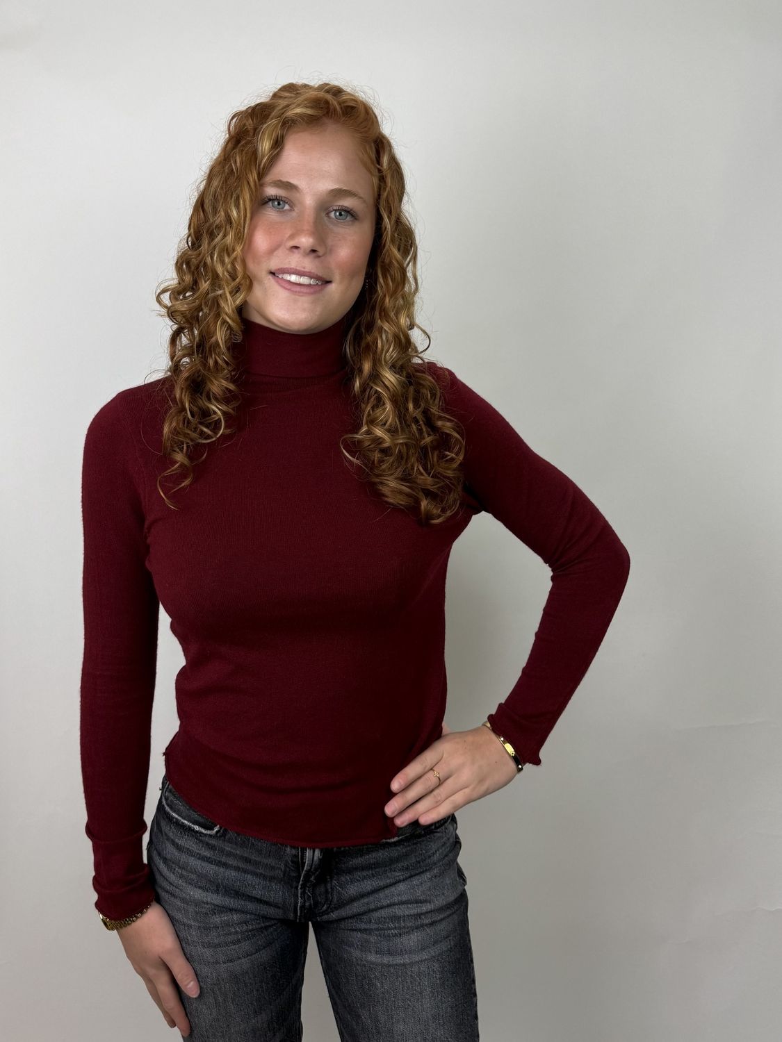 Burgundy Top met Turtleneck