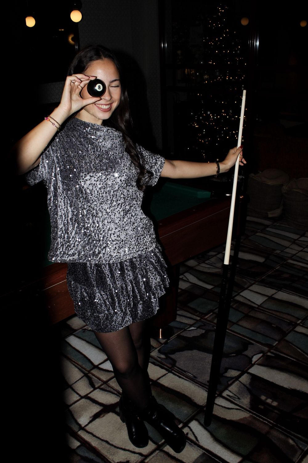 Silver Fluwelen Pailletten Skort