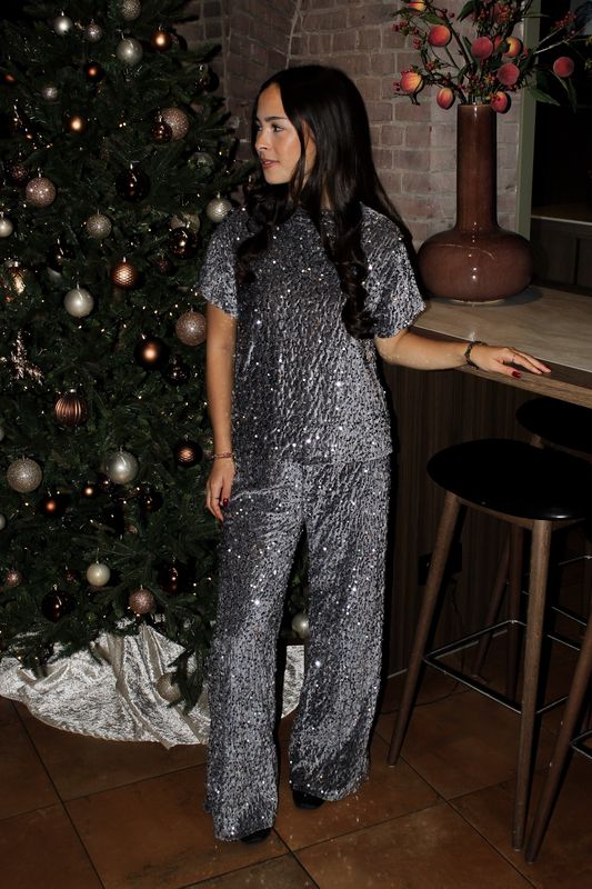 Silver Fluwelen Paillettenbroek