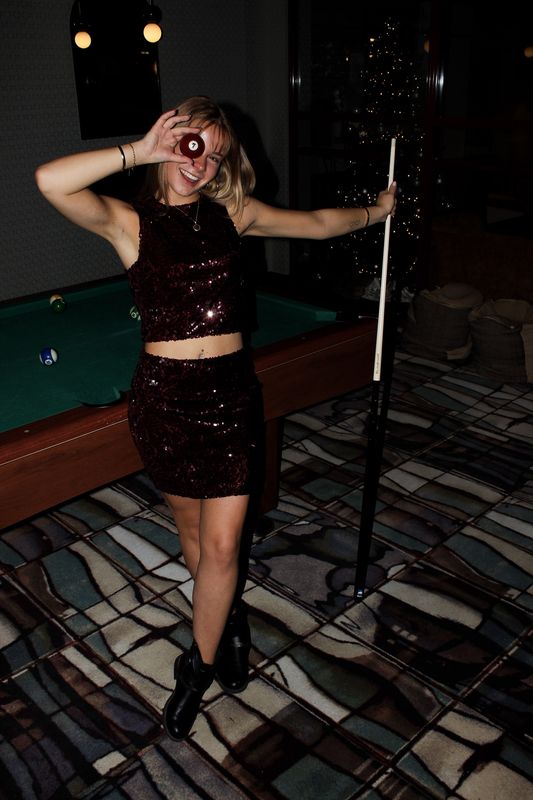 Wijnrode Pailletten Top