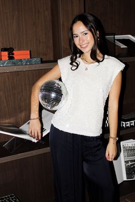 Pailletten Top White