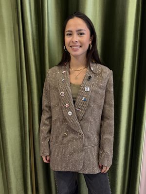 Blazer Ruit Met Gouden Pailletten