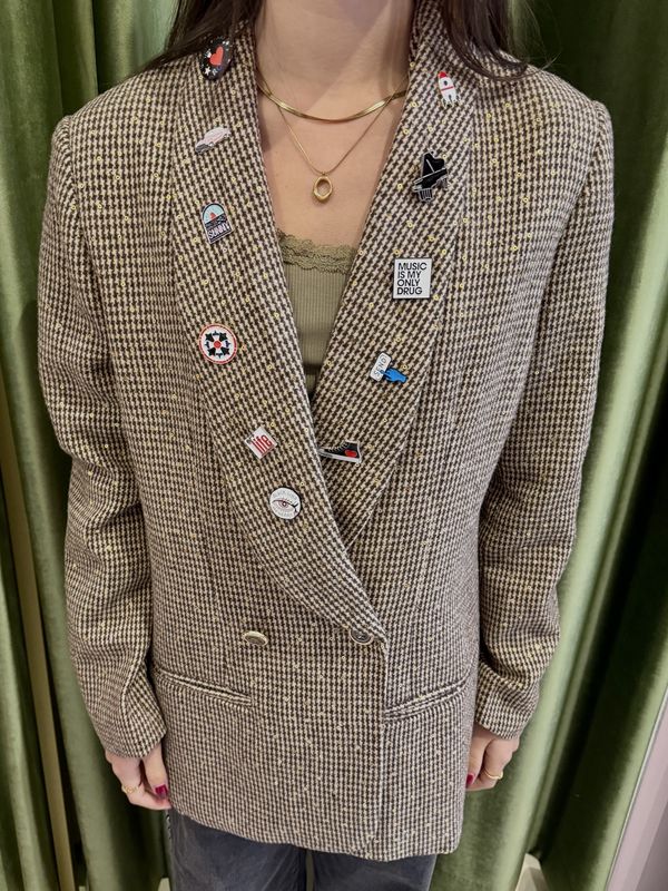 Blazer Ruit Met Gouden Pailletten