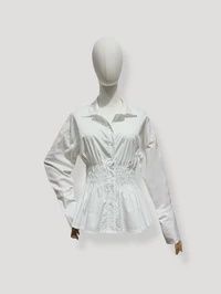 Witte Blouse met Elastische Taille